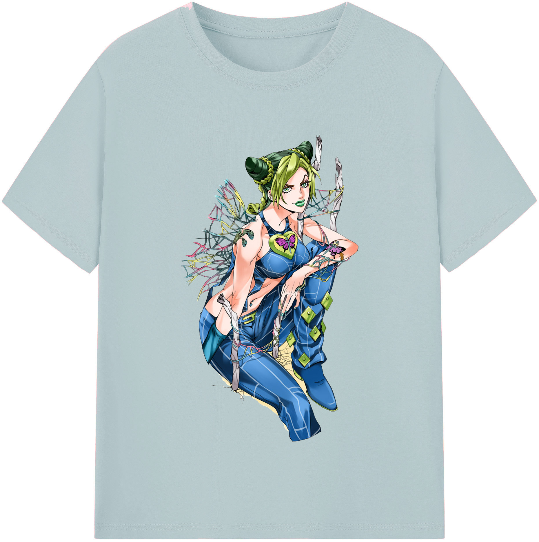 （画像用） "ジョジョの奇妙な冒険 くうじょう ジョリーン JoJo's Bizarre Adventure Jolyne Cujoh " 綿100％半袖Tシャツ（フロントプリント）